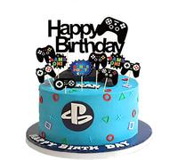 BIEUFBJI Video Game Cake Topper 11 pcs Video Game Theme Double Sided Glitter Cake Decoration, Birthday Party Supplies for Game Fans, Kids and Men