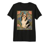 Biewer Terrier Dog Art Nouveau Floral Design Premium T-Shirt