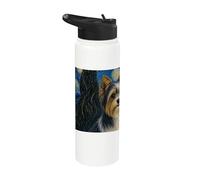 Biewer Terrier Dog Van Gogh Starry Night Stainless Steel Insulated Water Bottle