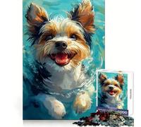 Biewer Yorkshire Terrier Swimming Jigsaws 1000 Pieces for Adults Mental Sharpness Cozy Pastime Precise Fit Holiday Treat (50x75cm)