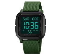 BIEWO Forrader Men's Digital Sports Watch, Multifunction Big NumbersDial Large Face Dual Time Waterproof Outdoor Silicone Watch for Men/Boy/Student (Army Green-Black)