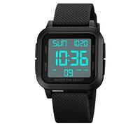 BIEWO Forrader Men's Digital Sports Watch, Multifunction Big NumbersDial Large Face Dual Time Waterproof Outdoor Silicone Watch for Men/Boy/Student (Black-White)