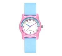 BIEWO Kids Analog Watch for Boys Girls Ages 5-12 Waterproof Time Teaching Watch with Soft Band Learning Time Wrist Watch Easy to Read for Children Great Gifts (Blue Pink)