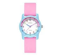 BIEWO Kids Analog Watch for Boys Girls Ages 5-12 Waterproof Time Teaching Watch with Soft Band Learning Time Wrist Watch Easy to Read for Children Great Gifts (Pink Blue)