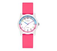 BIEWO Kids Analog Watch for Boys Girls Ages 5-12 Waterproof Time Teaching Watch with Soft Band Learning Time Wrist Watch Easy to Read for Children Great Gifts (Rose red Color)