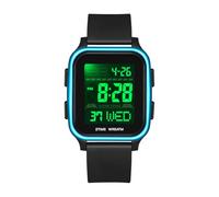 BIEWO Men Digital Sports Watches Women's Men's Multifunctional Unisex Watch Square Big Numbers Dial Waterproof Electronic Led Watch (Black Blue)