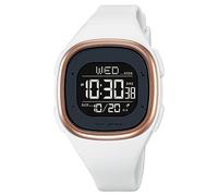 BIEWO Mens Digital Sport Watch Square Waterproof Watch for Women Stopwatch Military Wrist Watch with LED Backlight for Unisex Watches with Countdown (White)