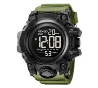 BIEWO Multifunctional Digital Watch for Men with Stopwatch, Alarm Clock, Dual Time, and Backlight, Water Resistant, Mens Sports Watch for Outdoor Activities (Army Green)