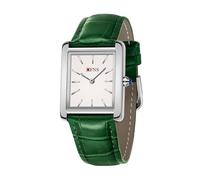 BIEWO Women's Leather Strap Watch Dainty Elegant Womens Watches Ultra-Thin Classic Soild Steel Square Ladies Quartz Watches Gifts Present for Her (Green Silvery White)