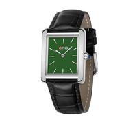 BIEWO Women's Leather Strap Watch Dainty Elegant Womens Watches Ultra-Thin Classic Soild Steel Square Ladies Quartz Watches Gifts Present for Her (Black Silvery Green)