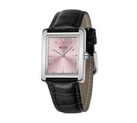 BIEWO Women's Leather Strap Watch Dainty Elegant Womens Watches Ultra-Thin Classic Soild Steel Square Ladies Quartz Watches Gifts Present for Her (Belt/Black Silvery Powder)
