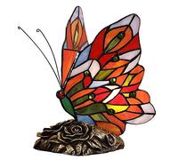 Bieye Butterfly Tiffany Style Stained Glass Accent Table Lamp Night Light for Bedside Bedroom Living Room Coffee Table (Multicolor 2, 8 inches Wide * 9 inches high)