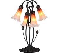 Bieye L30699 Lily Flower Blown Glass Accent Table Lamp for Living Room Bedroom Decoration (Orange, 4-Light)