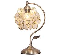 Bieye L30734 Tiffany Style Stained Glass Flower Petal Table Lamp with Brass Base for Home Décor (Clear, 8" Cherry Blossom)