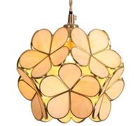 Bieye L30748 Cherry Blossom Tiffany Style Stained Glass Ceiling Pendant Light with 8-inch Wide Petals Lampshade (Cream)