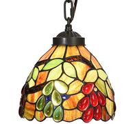Bieye L30761 Tiffany Style Stained Glass Grape Shaped Ceiling Pendant Light for Dining Room