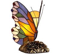 Bieye L31406 Butterfly Tiffany Style Stained Glass Accent Table Lamp Night Light for Bedside Bedroom Living Room Coffee Table (Multicolor 3, 8 inches Wide * 9 inches high)