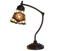 Bieye L50870 Tiffany Style Stained Glass Table Lamp Night Light with Adjustable Rocker Arm Base for Working Reading Home Decoration (Baroque Red)