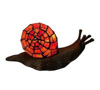 Bieye L50989 Land Snail Tiffany Style Stained Glass Accent Table Lamp for Home Decoration (Red, 10" D x 5" W x 5" H)
