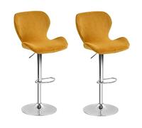 Bifaunvogel 2 Pack Counter Height Bar Chairs Cover Velvet Swivel Bar Stools Slipcovers Stretchable Swivel Barstools Chair Covers with Back for Bar Home Kitchen Cafe Yellow