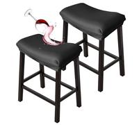 Bifaunvogel Bar Stool Cover Rectangle Set of 2 Waterproof PU Counter Height Bar stools Slipcovers Saddle Stool Slipcover Bench Seat Protector Backless Bar Stools Covers Black