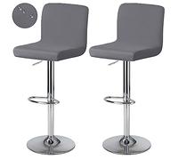 Bifaunvogel Bar Stool Cover with Back Waterproof Dining Room Square Swivel Barstool Chair Slipcover for Counter Height Mid Low Back Chair Protector 2 Pack Dark Gray
