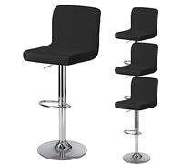 Bifaunvogel Bar Stool Cover with Back Waterproof Dining Room Square Swivel Barstool Chair Slipcover for Counter Height Mid Low Back Chair Protector 4 Pack Black