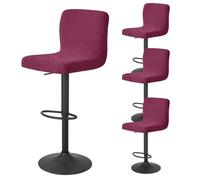 Bifaunvogel Bar Stool Cover with Backs 4 Pack Stretch Counter Height Barstool Covers Washable Square Swivel Barstool Chair Seat Slipcovers Mid Low Back Bar Chair Cover Protector Wine red
