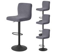 Bifaunvogel Bar Stool Cover with Backs 4 Pack Stretch Counter Height Barstool Covers Washable Square Swivel Barstool Chair Seat Slipcovers Mid Low Back Bar Chair Cover Protector Dark Gray