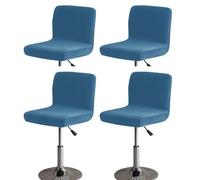 Bifaunvogel Bar Stool Covers with Back Velvet Slipcovers, Stretch Counter Height, Set of 4, Blue, Wrinkle-Resistant, Easy-Install
