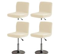 Bifaunvogel Bar Stools Cover with Back Velvet Barstools Slipcovers Stretch Counter Height Bar Stool Covers Protector Square Swivel Barstool Covers for Kitchen Bar Set of 4 Beige