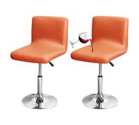 Bifaunvogel Waterproof PU Bar Stool Covers, Slipcovers, Counter Height, Orange, Set of 2, Stretch Fit, Easy Installation