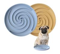 Bifeaw Dog Puzzle Bowl - Silicone Slow Feeder Dog Bowls for Healthy Eating - Puppy Slow Feeder Non-Slip Design Dishwasher Microwave Safe (Blue and Yellow)