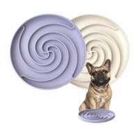 Bifeaw Dog Puzzle Bowl - Silicone Slow Feeder Dog Bowls for Healthy Eating - Puppy Slow Feeder Non-Slip Design Dishwasher Microwave Safe (White and Purple)