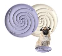 Bifeaw Dog Puzzle Bowl - Silicone Slow Feeder Dog Bowls for Healthy Eating - Puppy Slow Feeder Non-Slip Design Dishwasher Microwave Safe (White and Purple)