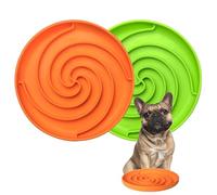 Bifeaw Dog Puzzle Bowl - Silicone Slow Feeder Dog Bowls for Healthy Eating - Puppy Slow Feeder Non-Slip Design Dishwasher Microwave Safe (Green and Orange)