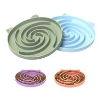 Bifeaw Silicone Slow Cat Bowl Feeder - Cat Slow Feeder Dry Wet Food for Healthy Eating - Easy to Clean (Green and Blue)