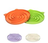 Bifeaw Silicone Slow Cat Bowl Feeder - Cat Slow Feeder Dry Wet Food for Healthy Eating - Easy to Clean (Orange and Cyan)