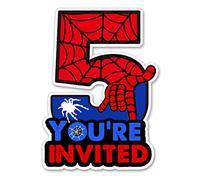 Bifez Cute Superhero 5th Birthday Party Invitations Glitter Super Hero 5 Year Old Boy Birthday Shaped Invites Fill-in Invitations With Envelopes, Set of 20