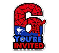 Bifez Cute Superhero 6th Birthday Party Invitations Glitter Super Hero 6 Year Old Boy Birthday Shaped Invites Fill-in Invitations With Envelopes, Set of 20