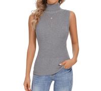 Biffxeu Sleeveless Turtlenecks Tops for Women Lightweight Knit Sleeveless Vest Stretchy Turtleneck