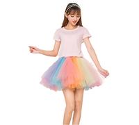 BIFINI Adult Women 80's Plus Size Tutu Skirt Layered Tulle Petticoat Halloween Tutu Rainbow