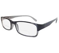 BIFOCAL READING GLASSES +2.5 Men's or Women's Smart Black With Stripe +2.50 R652