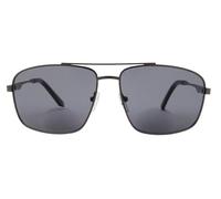 Bifocal Reading Sunglasses Mens Square Gun Grey Metal Frame UV400 Protection Lens Fashion Flex Temples Tinted Sun Readers Outdoor Glasses Case & Cloth +2.00 | ZA38BF