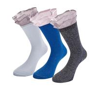 BIFOGOGE Women's Glitter Sparkle Shiny Novelty Ruffle Frilly Crew Socks 3 Pairs One Size