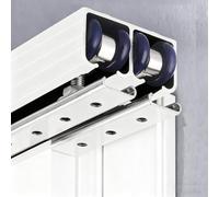 Bifold Barn Door Hardware Kit - Soft Closing Sliding Door Track System Concealed Ceiling & Wall Mount Adjustable Double Door Rail (24ft/730cm) for Easy Installation