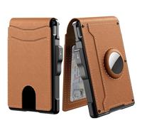 Bifold Business Wallet for Men, Slim Leather Money Clip with Pop Up Aluminum Case & Card Holder