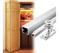 Bifold Door Hardware Kit with Rail, Bi-fold Closet Door Hardware Repair Tool Kit, Sliding Folding Barn Door Hardware Track Complete Set(Door Thickness 2.5-3cm,34in/86cm)