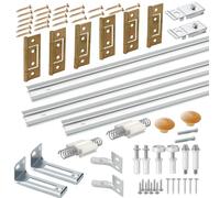 Bifold Door Hardware with Track, Bi-fold Closet Door Hardware Repair Tool Kit, Included Top Guide Wheels, Top Pivot, Bottom Pivot, Spring, Metal Pivot Pin and Steel Track (121.9 cm)