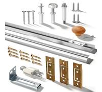 Bifold Door Track Kits, 36 Inch Bifold Door Hardware with Track Bi-fold Closet Door Hardware Repair Tool Kit Bifold Gate Hardware Repair Replacement Part Included Pivots Wheels Spring and Steel Track